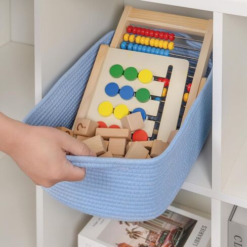 CubesLand Cute and Durable Small Cotton Rope Basket for Organizing, Woven Closet Storage Bin,Shelves Closet Storage Basket, Bathroom Storage Organizer Bin, Nursery Toy Basket Bin, White Basket in Saudi Arabia