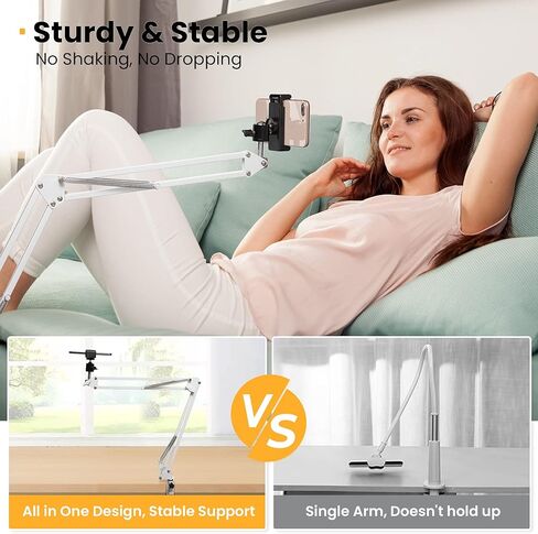 Tarion Tarion Tripod Mount Mounting Arm Phone حامل فيديو كاميرا ويب الوقوف على طاولة سطح المكتب سطح المكتب Arm Clamp Clamp Clamp Table Stand Arm Stand (White) in Kuwait