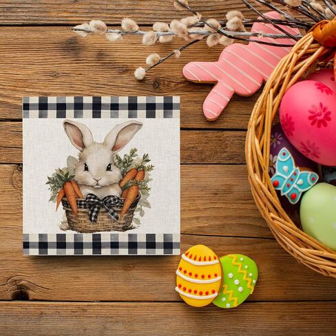 Funny Easter Bunny Egg Decorations Rustic Home Office Desk Decor Spring Candy Wood Box Sign Farmhouse Cubicle Shelf Wall Art Decor Flowers Pastels Bunnies 5 X 5 Inch in Saudi Arabia