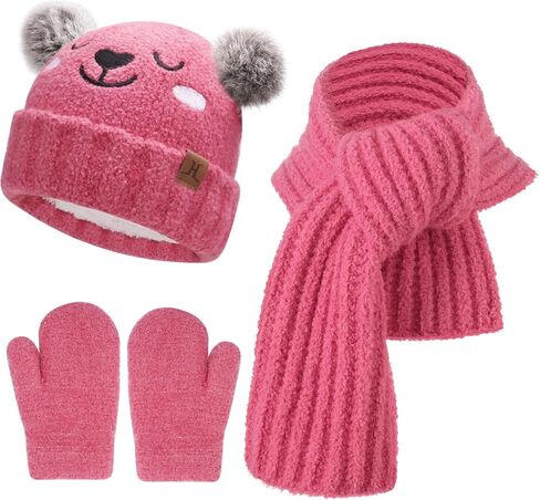 Kids Toddlers Winter Beanie Hats Gloves Neck Scarf Warm Knit Set Gifts for 0 6 12 Months 1 2 3 4-8 Year Old Baby Boys Girls in Saudi Arabia