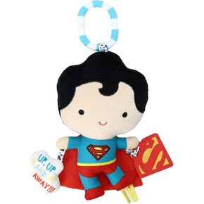 KIDS PREFERRED DC Comics Superman Multi Sensory Activity Toy with Teethers, Crinkle Textures, and Clip for On The Go Fun for Infant and Baby Boys and Girls, Medium