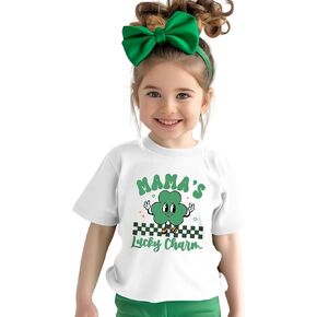 Toddler Baby Mama's Lucky Charm T-Shirt St Patrick's Day Clover Graphic Shirts Casual Short Sleeve Clothes in Kuwait