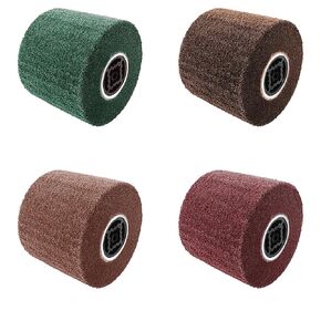 Burnishing Polishing Wheel Drum 4 Pack (80# 120# 240# 320# Grit), Emery Abrasive Wire Drum 120x100mm for Metal Stainless Steel Wood Surface Conditioning Treatment