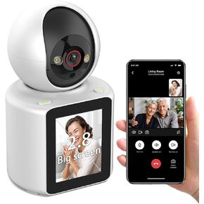 Home Security Camera with 2.8" Screen, Two Way Video Camera for Elderly, Baby and Pets, 1080P Dog Camera with Motion Detection