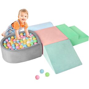 5-Piece Soft Foam Toddlers Climbing Toys,Foam Climbing Blocks with Ball Pit for Baby, Climbing Crawling Toys Soft Foam Blocks Activity Play Set(Balls not Included)