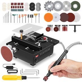 Saker Mini Multi-Functional Table Saw Height Adjustable,Mini Table Saws for Crafts,Portable Mini Desktop Electric Saw for Wood Cutting,Speeds & Angle with More Accessories for Plastic Acrylic Cutting