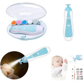 Drarif 14-in-1 Electric Baby Nail Trimmer Set with LED Light - Safe, Quiet, and Portable Manicure Kit for Babies and Mothers (Light Blue)