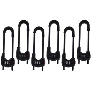 6 Pack Upgrade U-Shaped Sliding Cabinet Locks Multifunctional Child Safety Lock Adjustable Baby Proof Clips for Home Cabinets Refrigerator Doors Cabinet Knobs and Window Handles - White