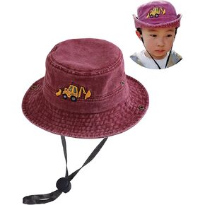 Excavator Toddler Baby Bucket Hats for Kids UV Protection Beach Hat Kids Camping Fishing Hat for Boy 2-8 Years