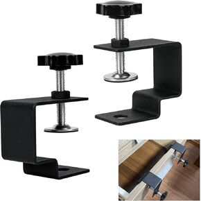 2Pcs Drawer Front Installation Clamps, Drawer Fixing Clips, Adjustable Drawer Face Clamp jig C Clamps, Easy and Stable Drawer Front Mounting Tool for Woodworking, Black