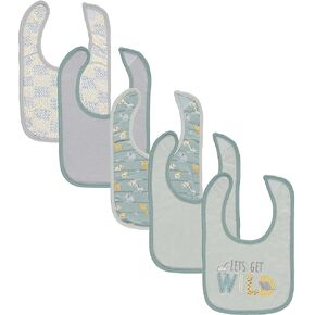 Cudlie 5-Pack Baby Bibs for Drooling Teething and Feeding Infants - Baby Drool Bibs for Baby Boys, Newborn Accessories, Baby Shower Gifts -Hello World
