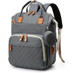 Baby Diaper Bag, Diaper Backpack,Baby Bag for Mom Dad, Mommy Bag With USB Charging Port,Waterproof, Gray