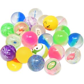 25 Bouncy Balls for Kids Party Favors | Assorted Bouncy Ball 27mm | Superball Small Rubber Balls for Kids
