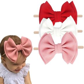 Hjiaruiky 5inch Baby Headbands Baby Girl Bows Newborn Bows Headband for Baby Girls Handmade Big Hair Bows Hair Accessories Heaadwraps for Infant Toddlers Black White Pink