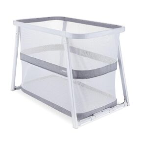 Joovy Coo Bassinet, Portable Bassinet with Storage, Rocking Playpen, Gray