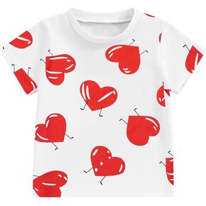 Valentine Shirts for Girls Toddler Love Heart Graphic T-Shirt Boy Valentines Day Shirt Short Sleeve Tee Tops
