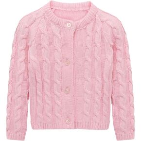 Lilax Baby Girls' Cable Knit Cardigan Long Sleeve Cotton Sweater