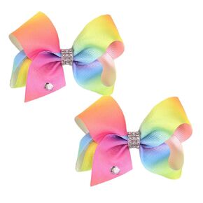 Baby Girls Hair Clips Rainbow Ribbon Hair Bows Colorful Hair Bow Clip 4 Inch Pride Hair Accessories for Women Toddlers TS01 (Pink)