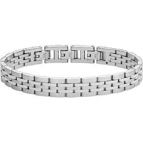 Fossil Men's Plated Stainless Steel Engravable Personalized Gift ID, Chain or Cuff Bracelet for Men