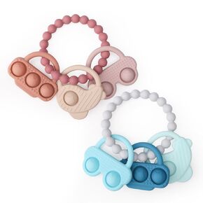 Silicone Baby Teether,Food Grade Silicone Teething, BPA-Free Teething Rings for Infant Boys & Girls, Easy-to-Hold Teething Chew Toys