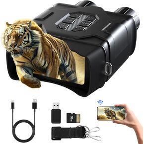 GTHUNDER Night Vision Goggles with App Control, 4K UHD Video, 52MP Photos, 10X Zoom, 4" IPS Screen, 984ft Range, 7-Level IR Illuminator, 4000mAh Rechargeable Battery, 32GB Memory Card Included
