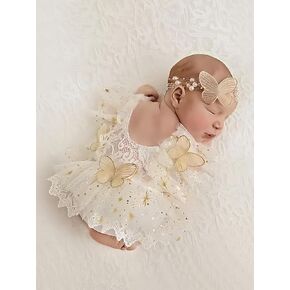Ylsteed Newborn Photography Outfits Girl Newborn Photography Props Lace Romper with Pearls Headband Newborn Infant Photo Shoot Outfits Girls Photo Props Newborn Girl Photoshoot Outfits (Pink)