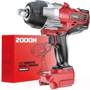 Cordless Impact Wrench 1/2 inch for Milwaukee 18v Battery, 1400Ft-lbs (2000N.m) Brushless Electric Impact Gun, Power High Torque Impact Driver with LED Work Light for Car Truck Mower (no battery)