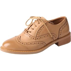 TMA EYES Baroque Retro Carved British Style Lace-up Oxford Women's Casual Leather Shoes