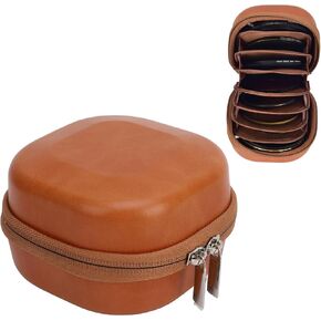 8 Pockets Camera Filters Case Bags, PU Leather DustProof Filter Hard Storage Case for Filters Up to 95mm, Vintage Camera Filter Pouch Filter Carrying Case for Photography Filter