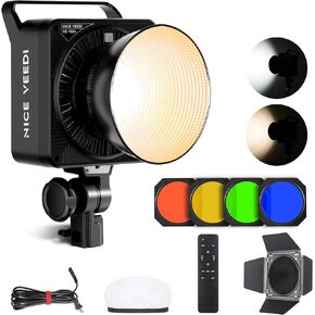250W LED Photography Lighting Kit with Barndoor & Color Filter, Bi Color Studio Lights 3000K-10000K with Remote Control, CRI97+ Video Light with Bowens Mount for Photograpny Video Recording