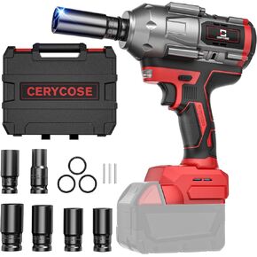 Cordless Impact Wrench 900FT-LBS for Mil-wau-kee 18V Battery - with 6 Sockets and Durable Toolbox Brushless Electric 1/2 inch Impact Gun Includes LED Work Light - 2100RPM High Torque Driver