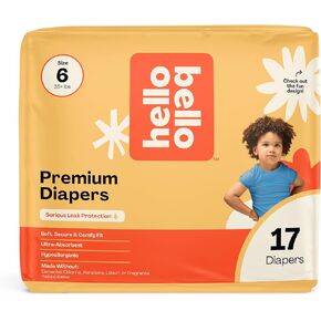 Hello Bello Diapers, Size 6 (35 lbs) Superstars, 17 Count of Premium Disposable Baby Diapers, Hypoallergenic with Soft, Cloth-Like Feel