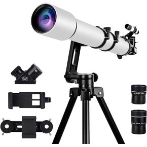 Telescopes for Adults Astronomy, 90mm Aperture 650mm Refractor Telescopes for Adults Beginners Kids with High Precision Adjustment, Ultra-Stable Vertisteel AZ Mount Base Tripod, Phone Adapter