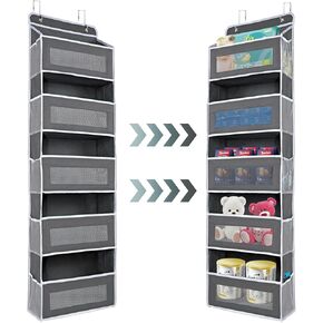 Over The Door Organizer Storage, Behind Door Storage for Bathroom,Camping car, Pantry, Nursery（ Grey）