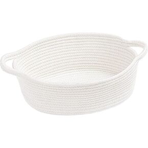 Woven Basket with Gift Bags - Small Ribbons Durable Baskets for Christmas Gifts Empty Rope Basket for Storage 12"X 8" X 5" Baby Toy Basket with Handles (Pink)
