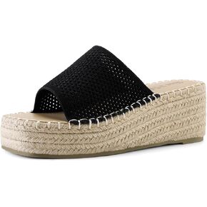 Shoe'N Tale Platform Espadrille Sandals for Women Wedges Slip On Mules Sandals Open Toe Slides Bohemia Beach Heels Sandals