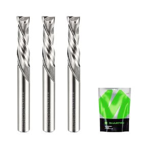 Compression CNC Router Bit 1/8 Inch Shank and 1/8 Inch Cutting Dia. 22mm CL. 55mm OVL. Solid Carbide Up&Down CNC Bits for Wood Cutting, Slot Mortise, Engraving