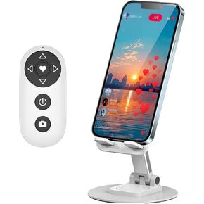 Remote Control Scrolling for TikTok with Phone Stand, Page Turner for Kindle App, E-Book, Camera Camcorder Shutter Controls for TikTok/iOS/Android/iPad/iPhone/Tablet