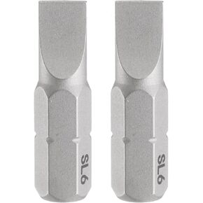 HARFINGTON 2pcs SL6 Slotted Screwdriver Bit 1/4" Hex Shank 25mm/1" Length Magnetic Flat Head Hex Bits S2 Steel Screw Driver Bit for Impact Electric Screw Driver Power Tools