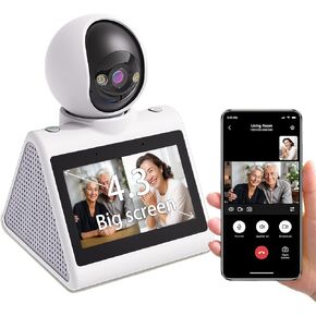 Home Security Camera with 4.3" Screen, Two Way Video Camera for Elderly, Baby and Pets, 1080P Dog Camera with Motion Detection