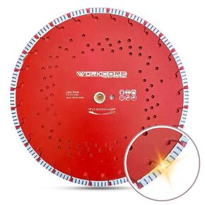 WorkCore 16" Inch Premium Turbo Diamond Concrete Blade, Hard Reinforced Concrete, Asphalt, Granite, Tiles, Masonry, Bricks, Block, Wet Or Dry, Walk Behind and Handheld Saws