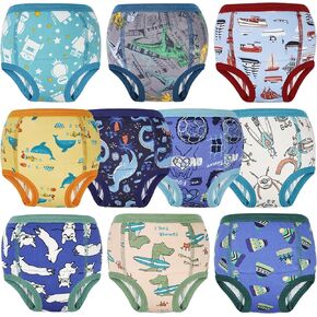 MooMoo Baby Potty Training Underwear Absorbent Toddler Training Pants for Boys and Girls 10 Packs Cotton Pee Pants 2T-9T