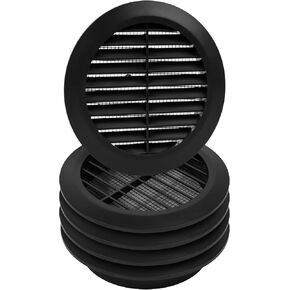 5pack ø4" Inch White Plastic Round Soffit Vent - Air Vent Louver - Grille Cover - Built-in Fly Screen Mesh - HVAC Ventilation