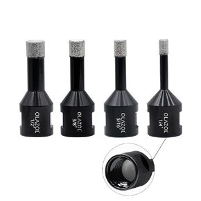 Dry Diamond Drill Bit Set of 4 Packs 1/4''5/16''3/8''1/2''Diamond Hole-Saw with 5/8-11''Thread for Porcelain Ceramic Tile Marble Brick Vacuum Brazed Hole Saw Set