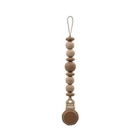 Silicone Pacifier Clip; Metal Free, Rust Free; 100% Silicone and Natural Beech Wood (Olive)