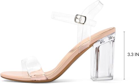 mysoft Women's Chunky Block Heels 3.3IN Open Toe Ankle Strap High Heeled Sandals Wedding Party Dress Pump Shoes in Saudi Arabia