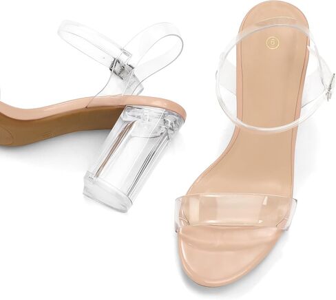 mysoft Women's Chunky Block Heels 3.3IN Open Toe Ankle Strap High Heeled Sandals Wedding Party Dress Pump Shoes in Saudi Arabia