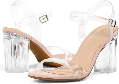mysoft Women's Chunky Block Heels 3.3IN Open Toe Ankle Strap High Heeled Sandals Wedding Party Dress Pump Shoes in Saudi Arabia