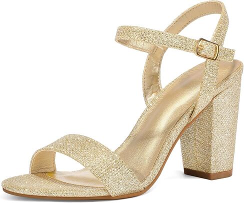 mysoft Women's Chunky Block Heels 3.3IN Open Toe Ankle Strap High Heeled Sandals Wedding Party Dress Pump Shoes in Saudi Arabia