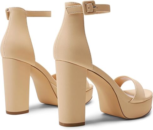 DREAM PAIRS Women's Comfort Platform Chunky Heel Sandals | Open Toe Adjustable Buckle Ankle Strap High Heels, Formal Dress Shoes for Wedding Guest, Prom, Party & Special Occasions in Saudi Arabia